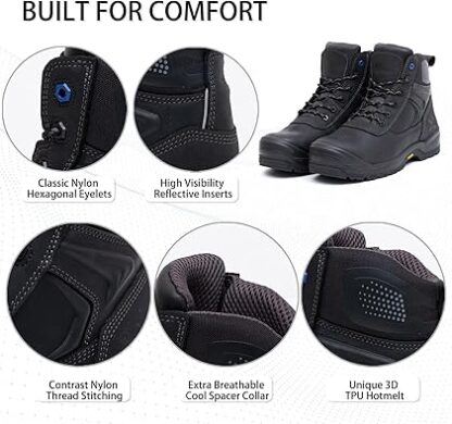 6" Safety Work Boots For Men Water Resistant Composite Toe Puncture Resistant EH Non Slip No Metal ASTM F2413-18 Comfortable & Durable MW9276