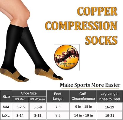 FuelMeFoot 3 Pack Copper Compression Socks - Compression Socks Women & Men Circulation - Best for Medical,Running,Athletic - Image 8