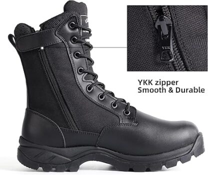 Men's Military Tactical Boots with Side Zipper, Puncture Resistant Work Boots, Desert Combat Boots, Army Jungle Boots, 8 Inches Lightweight Hiking Boots - Image 4