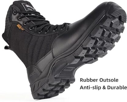 Men's Military Tactical Boots with Side Zipper, Puncture Resistant Work Boots, Desert Combat Boots, Army Jungle Boots, 8 Inches Lightweight Hiking Boots - Image 2