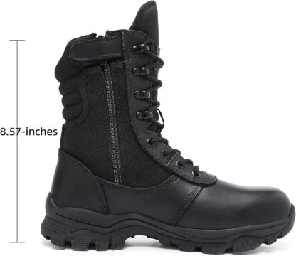 Men's Steel Toe Work Boots Military Tactical Hiking Motorcycle Combat Boots for Men Side Zipper Puncture Resistant - Image 3