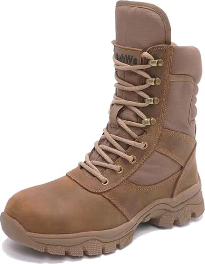 Men's Steel Toe Work Boots Military Tactical Hiking Motorcycle Combat Boots for Men Side Zipper Puncture Resistant - Image 8