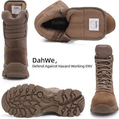 Men's Steel Toe Work Boots Military Tactical Hiking Motorcycle Combat Boots for Men Side Zipper Puncture Resistant - Image 7