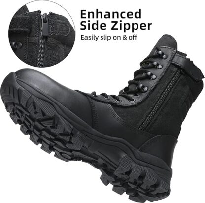 Men's Steel Toe Work Boots Military Tactical Hiking Motorcycle Combat Boots for Men Side Zipper Puncture Resistant - Image 4