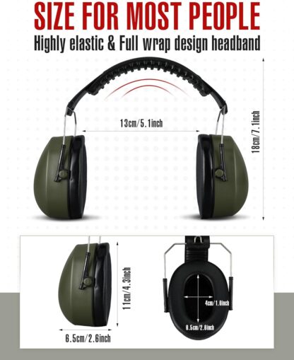 12 Pcs Hearing Protection Ear Muffs NRR 28dB Noise Reduction Headphones Shooting Ear Protection Earmuffs (Army Green) - Image 7