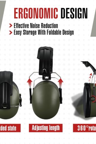 12 Pcs Hearing Protection Ear Muffs NRR 28dB Noise Reduction Headphones Shooting Ear Protection Earmuffs (Army Green)