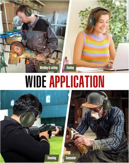 12 Pcs Hearing Protection Ear Muffs NRR 28dB Noise Reduction Headphones Shooting Ear Protection Earmuffs (Army Green) - Image 4