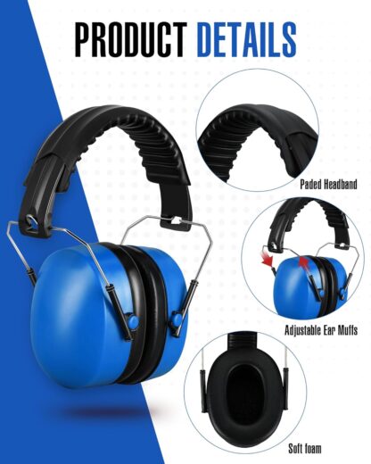 12 Pcs Hearing Protection Ear Muffs NRR 28dB Noise Reduction Headphones Shooting Ear Protection Earmuffs(Blue) - Image 3
