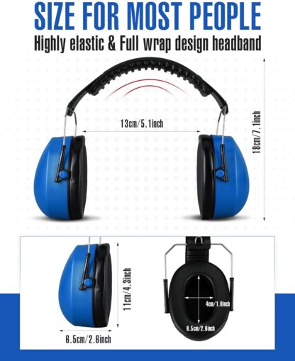 12 Pcs Hearing Protection Ear Muffs NRR 28dB Noise Reduction Headphones Shooting Ear Protection Earmuffs(Blue) - Image 4