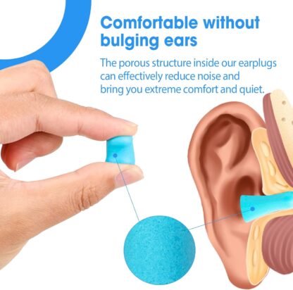 AZEN 100 Pairs Ear Plugs Bulk, Soft Foam Ear Plugs for Sleeping Noise Cancelling, NRR 32dB Earplugs for Concerts Shooting Swimming Noise Reduction (Lake Blue) - Image 5