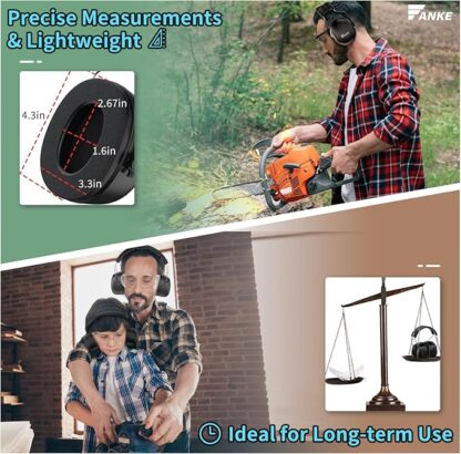 Fanke Noise Cancelling Hearing Protection Earmuffs SNR37 Ear Muffs for Noise Reduction with Dust Bag for Shooting Mowing - Image 6