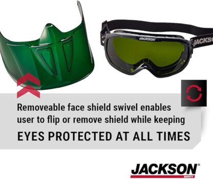 Jackson Safety GPL500 Safety Goggles with Face Shield - Safety Eyewear Over Glasses - Anti-Fog, - Image 6