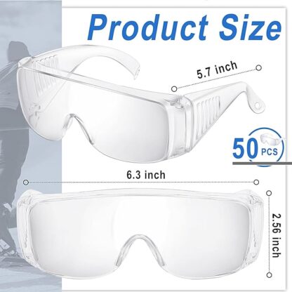 Kanayu 50 Pairs Safety Glasses Bulk Protective Goggles Anti Fog Scratch Resistant Eyewear over Eyeglasses OTG Goggles Clear Eye Protection Glasses for Men Women Students Classroom - Image 3