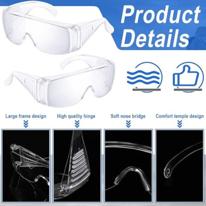 Kanayu 50 Pairs Safety Glasses Bulk Protective Goggles Anti Fog Scratch Resistant Eyewear over Eyeglasses OTG Goggles Clear Eye Protection Glasses for Men Women Students Classroom - Image 4
