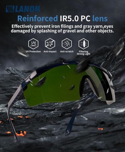 LANON Welding Safety Glasses,IR Filter Shade 5.0 Lens,Anti-Scratch & Anti-Impact,ANSI Z87.1 Double-sided Antifog,Wrap-Around Protective Safety Goggles,UV Protection - Image 4
