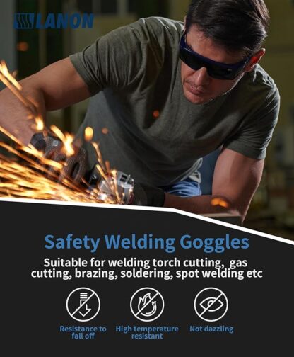LANON Welding Safety Glasses,IR Filter Shade 5.0 Lens,Anti-Scratch & Anti-Impact,ANSI Z87.1 Double-sided Antifog,Wrap-Around Protective Safety Goggles,UV Protection - Image 7