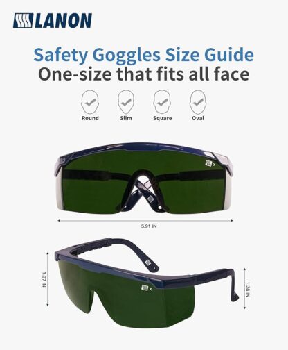 LANON Welding Safety Glasses,IR Filter Shade 5.0 Lens,Anti-Scratch & Anti-Impact,ANSI Z87.1 Double-sided Antifog,Wrap-Around Protective Safety Goggles,UV Protection - Image 5