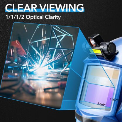 Welding Hood Auto Darkening Welding Helmet with Light True Color 1/1/1/2 Top Optical Clarity Wide Shade 9-13 Welding Mask with Grinding Weld Helmet (KTS-JD03) - Image 5
