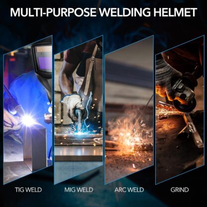 Welding Hood Auto Darkening Welding Helmet with Light True Color 1/1/1/2 Top Optical Clarity Wide Shade 9-13 Welding Mask with Grinding Weld Helmet (KTS-JD03) - Image 3
