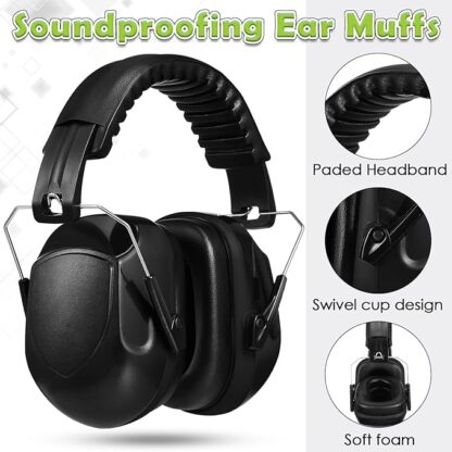 Xuhal 9 Pcs Ear Protection Earmuffs, Adjustable NRR 28dB Noise Reduction Headphone for Shooting Mowing Noise Cancelling - Image 2