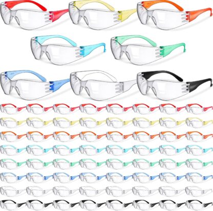 Yunsailing 64 Pairs Clear Safety Glasses for Man Woman Protective Glasses with Anti Fog Lens Scratch Impact Resistant Adult Color Temple Wrap Eye Protection Lab Shooting Construction - Image 2