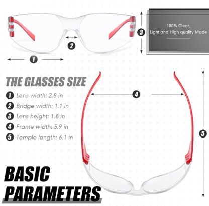 Yunsailing 64 Pairs Clear Safety Glasses for Man Woman Protective Glasses with Anti Fog Lens Scratch Impact Resistant Adult Color Temple Wrap Eye Protection Lab Shooting Construction - Image 3