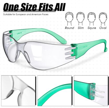 Yunsailing 64 Pairs Clear Safety Glasses for Man Woman Protective Glasses with Anti Fog Lens Scratch Impact Resistant Adult Color Temple Wrap Eye Protection Lab Shooting Construction