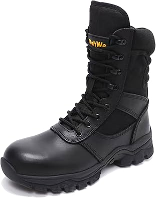 Steel Toe Boots for Men Side Zipper Puncture Proof Comfortable Indestructible 8 inch Military Work Shoes, ASTM F2413-24