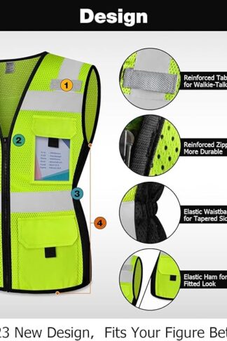 Customers find the safety vest comfortable to wear and appreciate its many pockets that provide plenty of room for gadgets. They like its color, with one customer noting it makes them visible to students, and consider it good value for the price. The vest receives positive feedback for its fit, with one mentioning it works well over a coat and lighter jackets. While some customers find it durable, others report it's not suitable for work use.