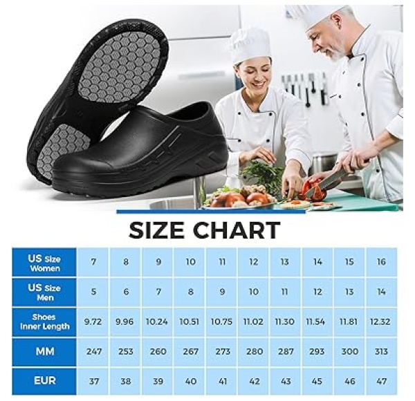 Chef Shoes Men Women Non Slip Work Shoes Water Proof Closed Toe Clogs for Nurse Kitchen Restaurant Food Service - Image 7
