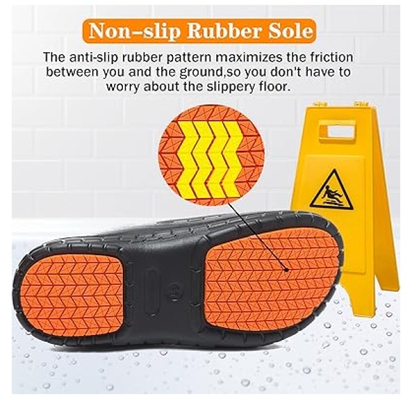 Chef Shoes for Men Nonslip Water Proof Work Shoes Mens Clogs Comfortable Nursing Nurse Shoes for Gardener Men Indoor and Outdoor for Kitchen Office - Image 4