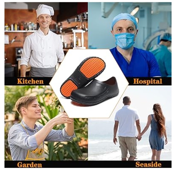 Chef Shoes for Men Nonslip Water Proof Work Shoes Mens Clogs Comfortable Nursing Nurse Shoes for Gardener Men Indoor and Outdoor for Kitchen Office - Image 11