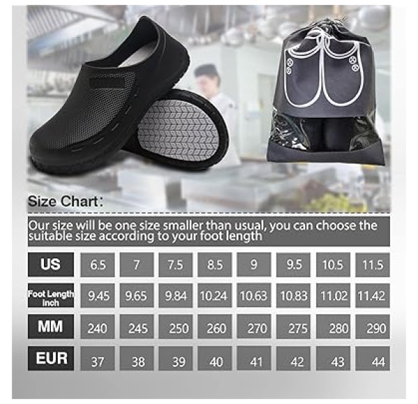 Chef Shoes for Men Nonslip Water Proof Work Shoes Mens Clogs Comfortable Nursing Nurse Shoes for Gardener Men Indoor and Outdoor for Kitchen Office - Image 10
