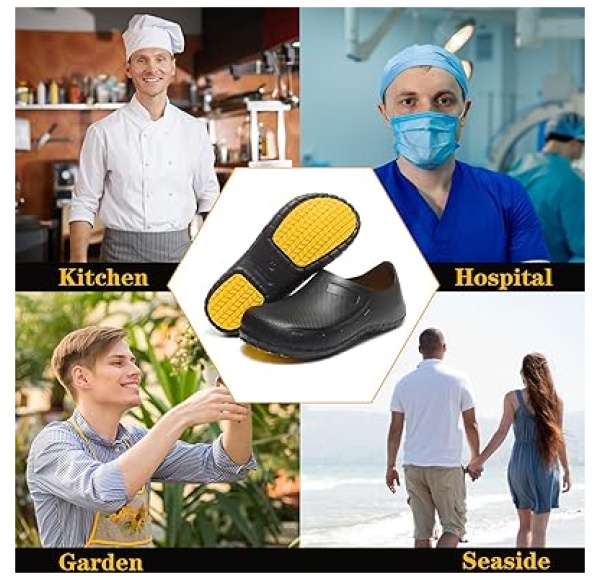 Chef Shoes for Men Nonslip Water Proof Work Shoes Mens Clogs Comfortable Nursing Nurse Shoes for Gardener Men Indoor and Outdoor for Kitchen Office - Image 9