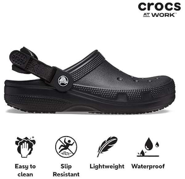 Crocs Unisex-Adult Classic Work Clogs, Adjustable Slip Resistant Work Shoes with Hole-Free Construction - Image 4