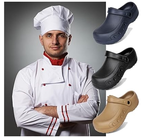 Men Chef Clogs Slip Resistant Garden Clogs with Arch Support Safety Nursing Shoes Work Shoes Water Oil Resistant for Men Food Service - Image 7
