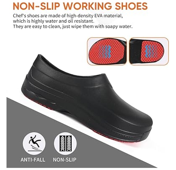 Men's and Women's Non Slip Work Shoes for Kitchen/Chef/Garden/Nurse,Slip Resistant/Waterproof/Oil-Resitant Clogs - Image 9
