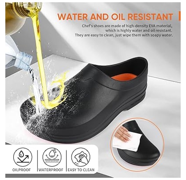 Men's and Women's Non Slip Work Shoes for Kitchen/Chef/Garden/Nurse,Slip Resistant/Waterproof/Oil-Resitant Clogs - Image 8