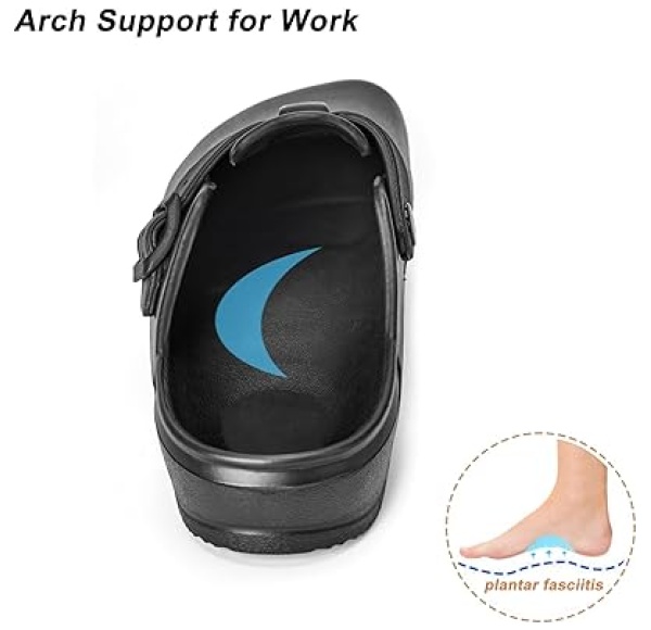 ZXT Arch Support Work Clogs Slip Resistant Orthopedic Shoes for Chef Nurse Garden Comfortable, Slip-On Cushion Slide Sandals - Image 4
